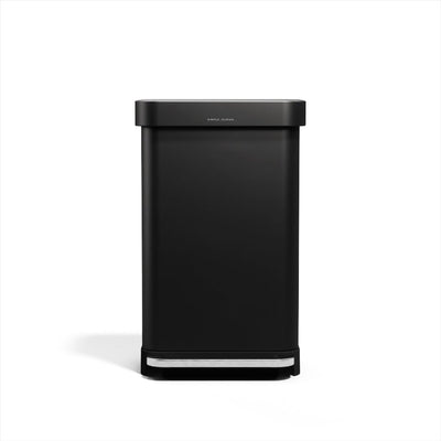 Simplehuman rechteckiger Treteimer – 45 l – mit Beutelhalter – mattschwarzer Edelstahl