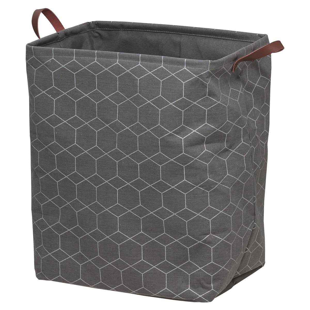 Geometrischer Wäschekorb aus Seehundleder – Grau