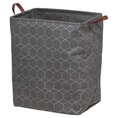 Geometrischer Wäschekorb aus Seehundleder – Grau