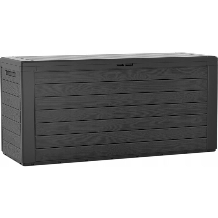 Prosperplast Gartenkissen-Aufbewahrungsbox – Grau – Holzmuster – 280 Liter – Kunststoff – 116 x 44 x 55 cm