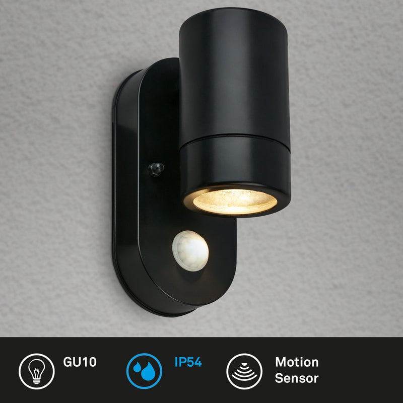 Briloner - LED-Wandleuchte - 3789015 - Bewegungsmelder - IP54 - austauschbares Leuchtmittel - 30 Sekunden Leuchtdauer - 15 x 7 x 9,5 cm - Schwarz