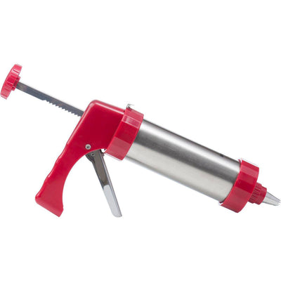 Westmark Plätzchenpresse-Dekorationsspritze, mit 8 Schablonen und 8 Düsen, Fassungsvermögen: 250 ml, Edelstahl-Kunststoff, silberrot, 32332260