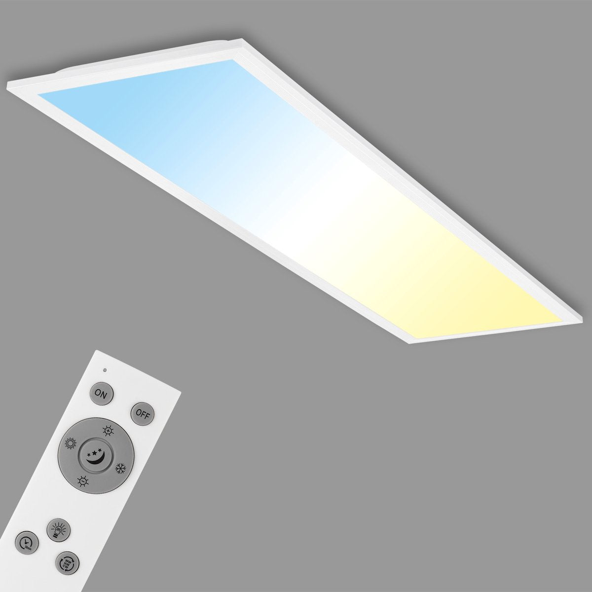 Briloner Piatto – LED-Deckenleuchte – dimmbare Deckenleuchte – mit CCT – mit Fernbedienung – 24 W – weiß – 100 cm