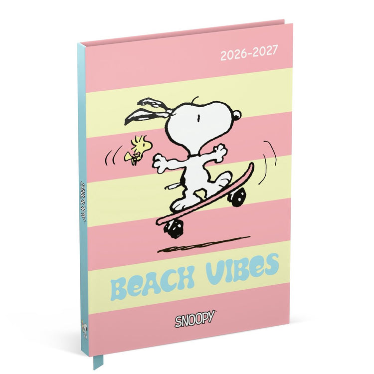Snoopy Lannoo Agenda Beach Vibes – Schulagenda 2026–2027 – A5-Format – Rosa