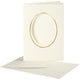 Creativ Company Passepartoutkarten, oval mit Goldrand, Kartengröße 10,5x15 cm, Umschlaggröße 11,5x16,5 cm, gebrochenes Weiß, 10er Set 1 Box