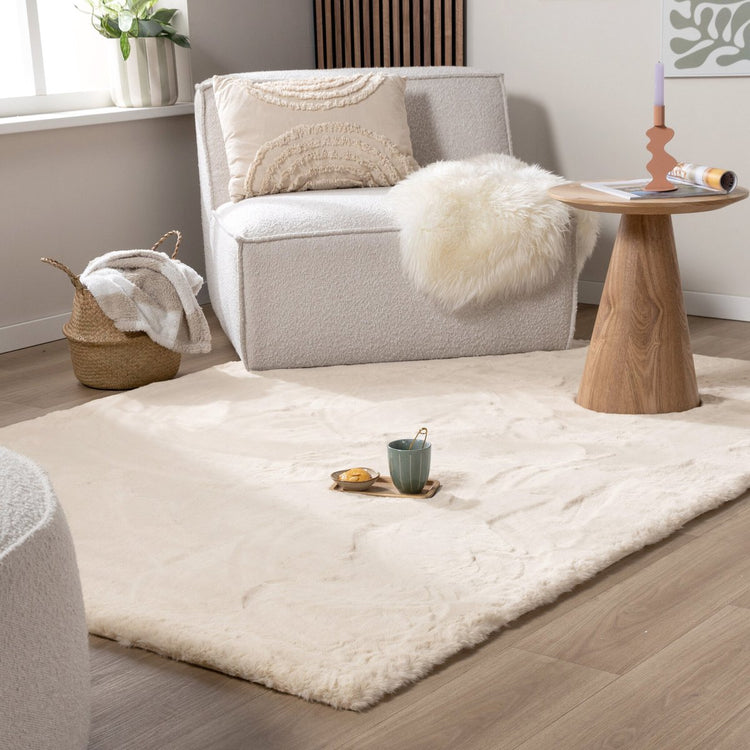 Markenlos ohne Markenzeichen, natürlich. Weicher Hochflor-Teppich – bequemes Supreme-Creme – 160 x 230 cm