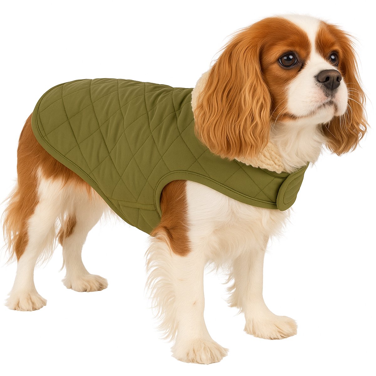 Flamingo-Hundemantel – Bonnie – Hundemantel – Winter-Hundejacken – wasserdichter Hundemantel – 40 cm – A: 40 cm, B: 34–40 cm, C: 54–60 cm – grün