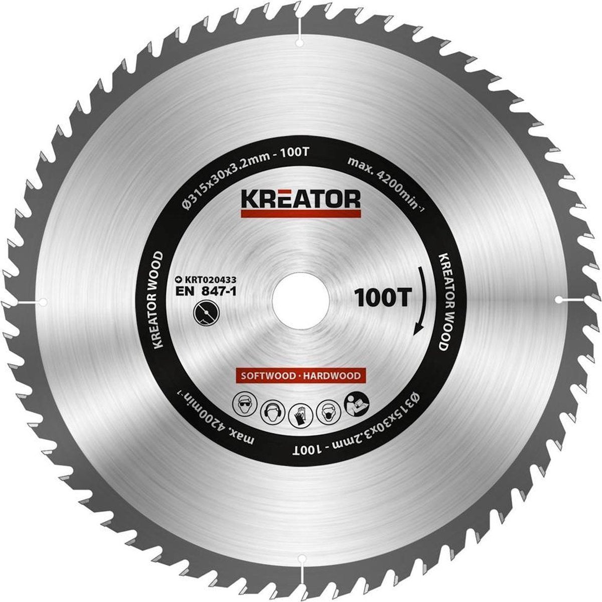 Kreator krt020433 Sägeblatt Holz – 315 mm, 100 Zähne