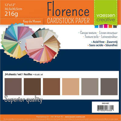 Florence Vaessen Creative Cardstock, stabiles Kartonpapier 216 g – braun, 24 Stück. 30,5 x 30,5 cm