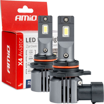 Amio LED-Scheinwerfer x4 Serie Aviator Hir2 9012 6500 K max. 44 W Abblendlicht weiß