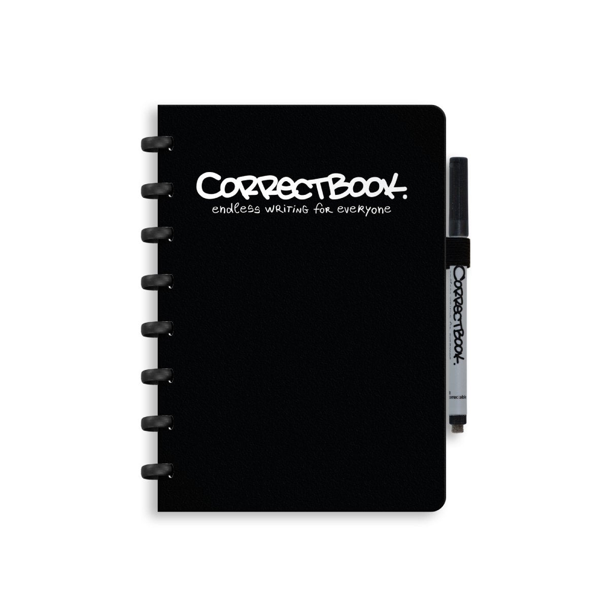 Correctbook a5 löschbares Notizbuch – Tinte schwarz schwarz – blanko – wiederverwendbares Notizbuch – inklusive Stiftwischtuch – kann mit zusätzlichen Seiten ergänzt werden