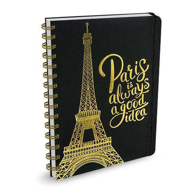 Peter Pauper Black Rock Notizbuch – Paris ist immer eine gute Idee – Ringbuch und Gummibandverschluss 16 x 21 cm