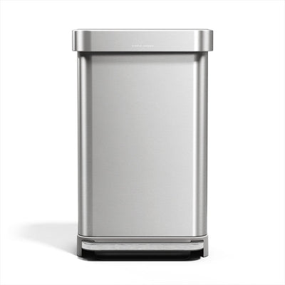 Simplehuman rechteckiger Treteimer – 45 l – mit Beutelhalter – silberner Edelstahl
