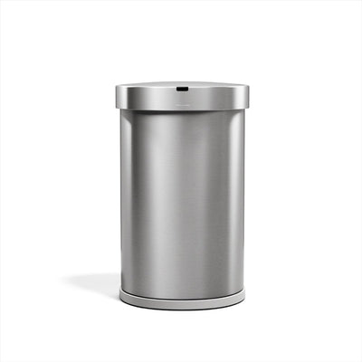 Simplehuman halbrunder Abfallbehälter von 45 Litern mit Sensor – bewegungsgesteuert – Silber – gebürsteter Edelstahl