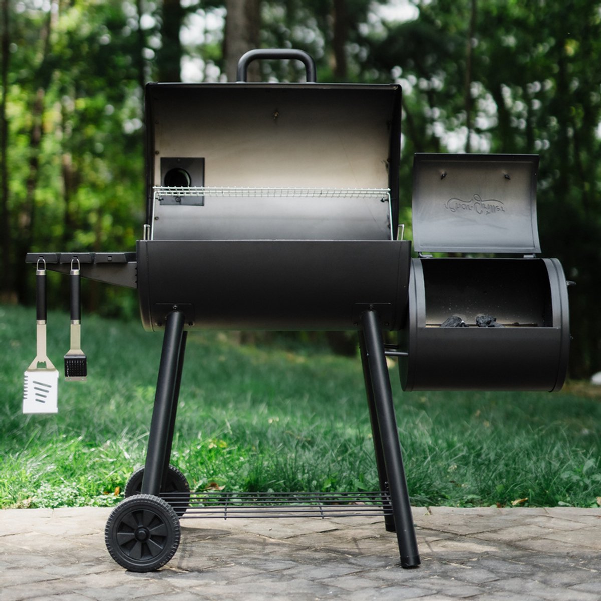 Holzkohlegriller Smokin' Pro Grillfass Holzkohle (Brennstoff) schwarz