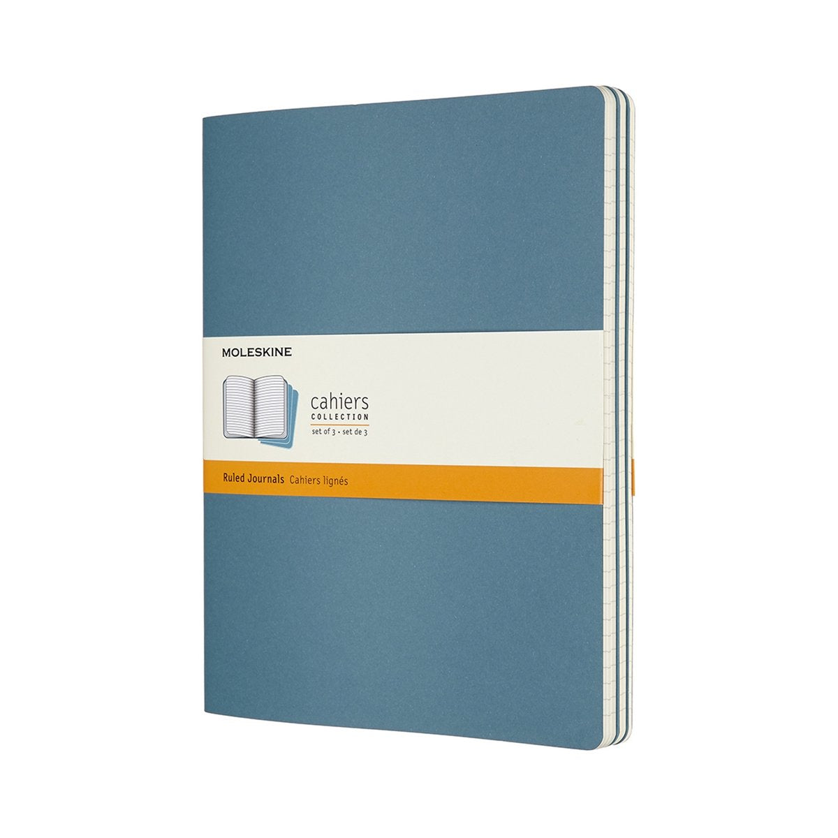 Moleskine Cahier-Tagebücher – extra groß – liniert – blau – 3er-Set