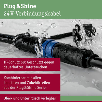 Paulmann Plug Shine Kabel 10m 2 Ausgänge IP68 schwarz