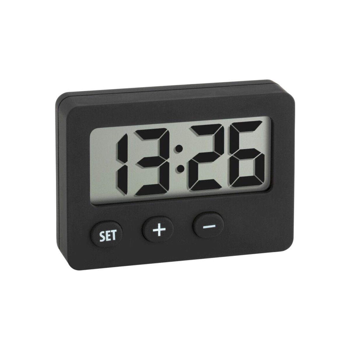 Tfa Dostmann 60.2013.01 - Uhr - Digital - Tischuhr - Quarz - Gummibeschichtung - Magnetständer - Schwarz