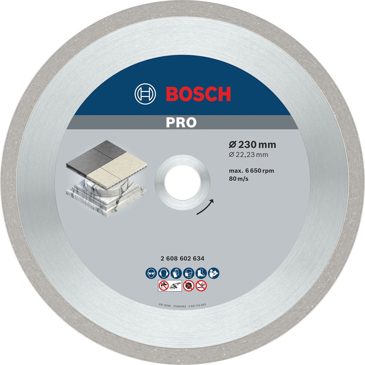 Bosch - Diamanttrennscheibe am besten für Keramik 230 x 22,23 x 2,4 x 10 mm