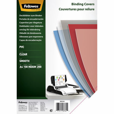 Packung 100 Einbanddeckel transparent 5376102 Fellowes PVC A4