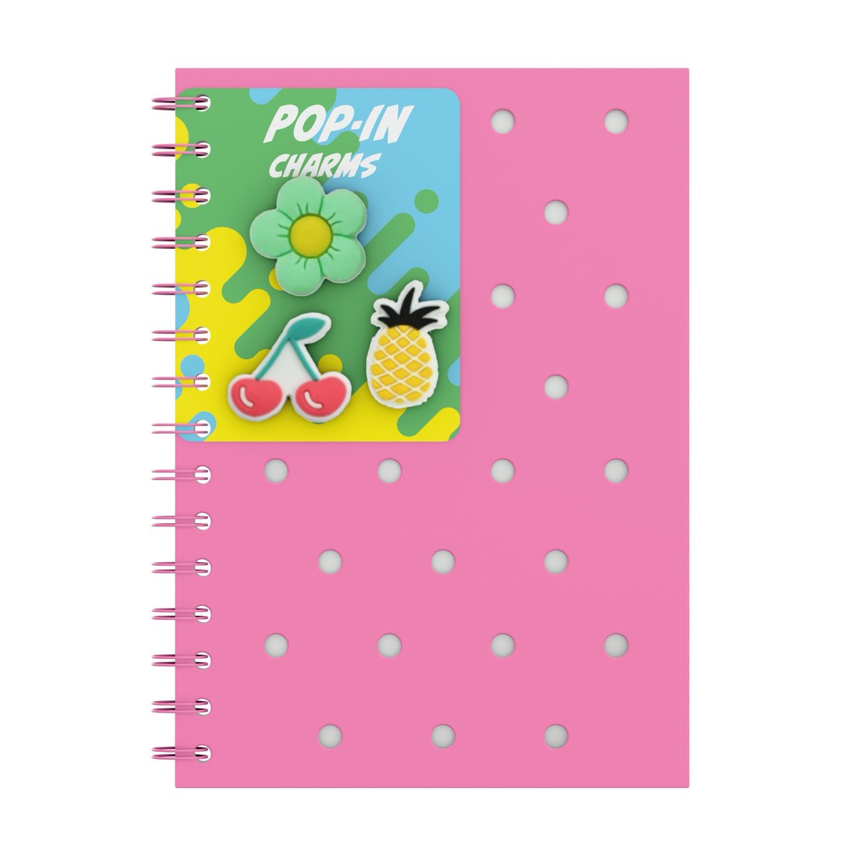 A5-Notizbuch aus Silikon in QC-Farbe, neonpink, liniert, mit Stecknadeln