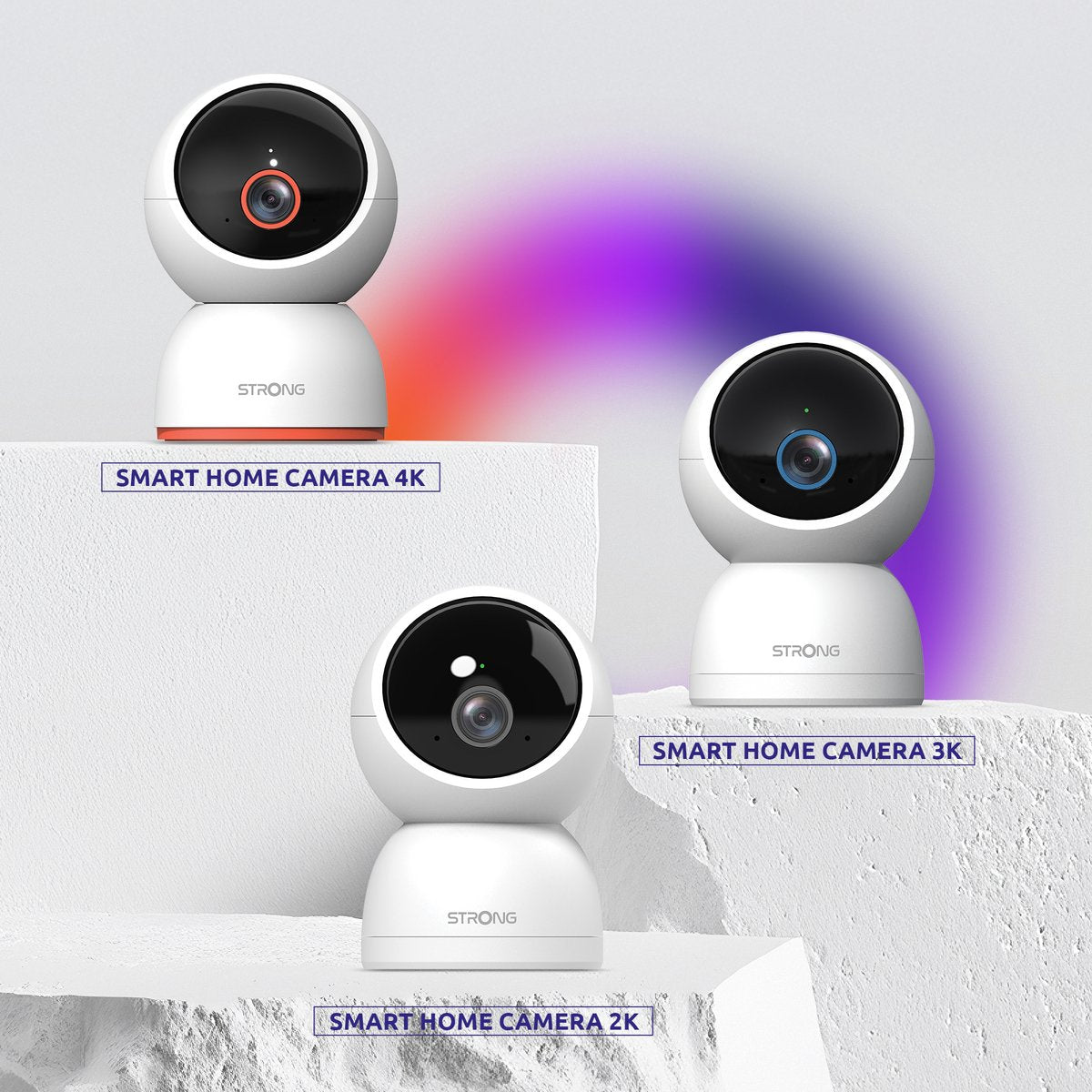 Strong – shc08ir0-w – kabellose Überwachungskamera – WLAN – 4K (8 MP 3840 x 2160) – Personen-, Baby- und Haustiererkennung – 360°-Panoramablick – Nachtsicht – integrierte Mikrolautsprecher – einfache Verwendung mit der Vision per Anwendung