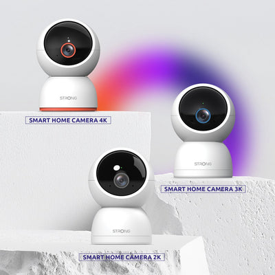 Strong – shc08ir0-w – kabellose Überwachungskamera – WLAN – 4K (8 MP 3840 x 2160) – Personen-, Baby- und Haustiererkennung – 360°-Panoramablick – Nachtsicht – integrierte Mikrolautsprecher – einfache Verwendung mit der Vision per Anwendung