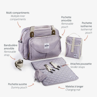 Béaba modulare Wickeltasche – großes Fassungsvermögen – mit Wickelunterlage und isothermischer Tasche – integriertes Kinderwagen-Befestigungssystem