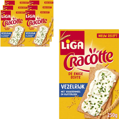 Luftige Cracker von Liga Cracotte, reich an Ballaststoffen, 6 x 250 g – Cracker – Brotersatz – reich an Ballaststoffen – Frühstück