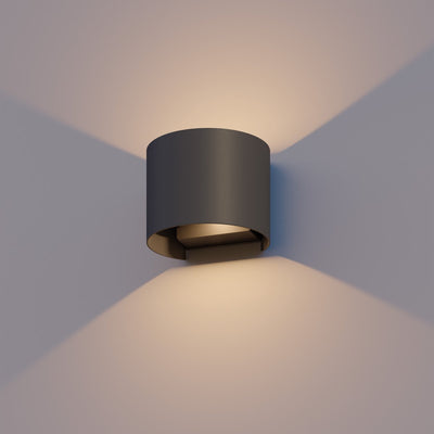 Calex LED-Wandleuchte Verona – oval – nach oben und unten geführt – verstellbarer Abstrahlwinkel – 7 W – Gartenbeleuchtung – modernes Design – warmweißes Licht – für drinnen und draußen – schwarz