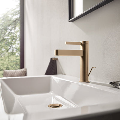Hansgrohe finoris – Waschtisch-Mischbatterie – Einhebelbedienung – Kaltstart energiesparend – mit Ablaufgarnitur – 110 mm – Bronze gebürstet