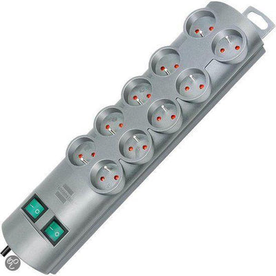 Brennerstuhl Primera-Line Steckdosenleiste 10-fach Silber 2m H05VV-F 3G1,5 die Steckdosen sind je 5 schaltbar *fr*