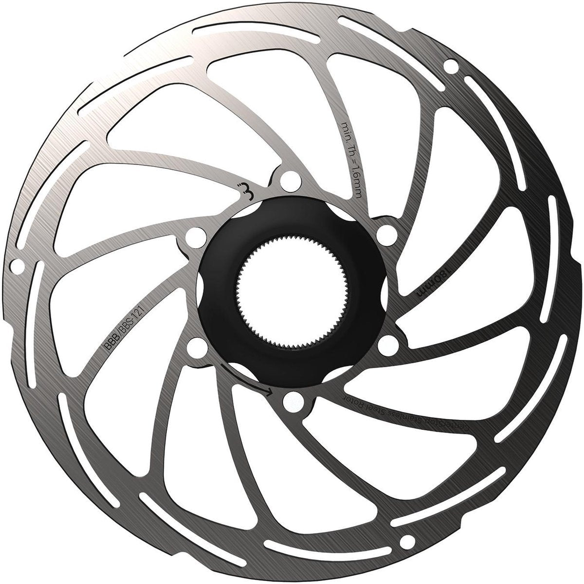 BBB Cycling Scheibenbremse Center Stop Center Lock Bremsscheibe BBS-121 – Silber – 180 mm