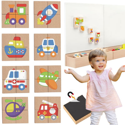 Vigatoys viga Holz-Magnetpuzzle – Fahrzeuge FSC-Zertifikat