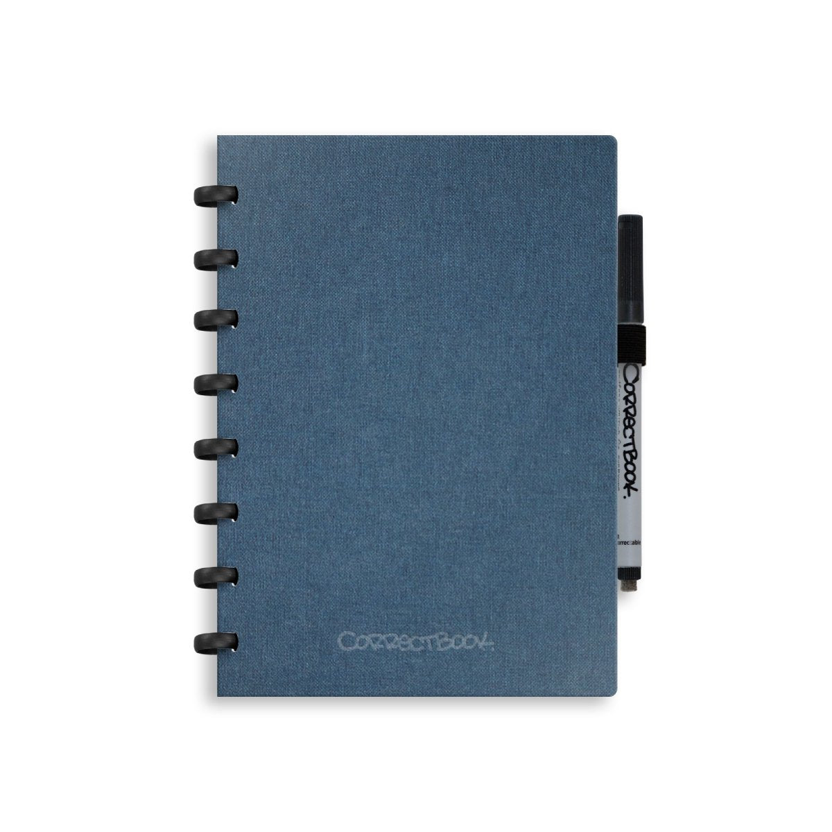 Correctbook a5 löschbares Notizbuch – Leinen-Hardcover – wiederverwendbares Notizbuch – stahlblau – blanko – inklusive Stiftwischtuch – kann mit zusätzlichen Seiten ergänzt werden