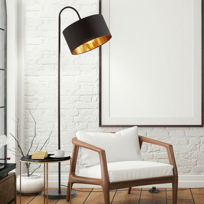 B.k.licht - Stehleuchte - schwarz golden - H: 145cm - exkl. E27-Lichtquelle