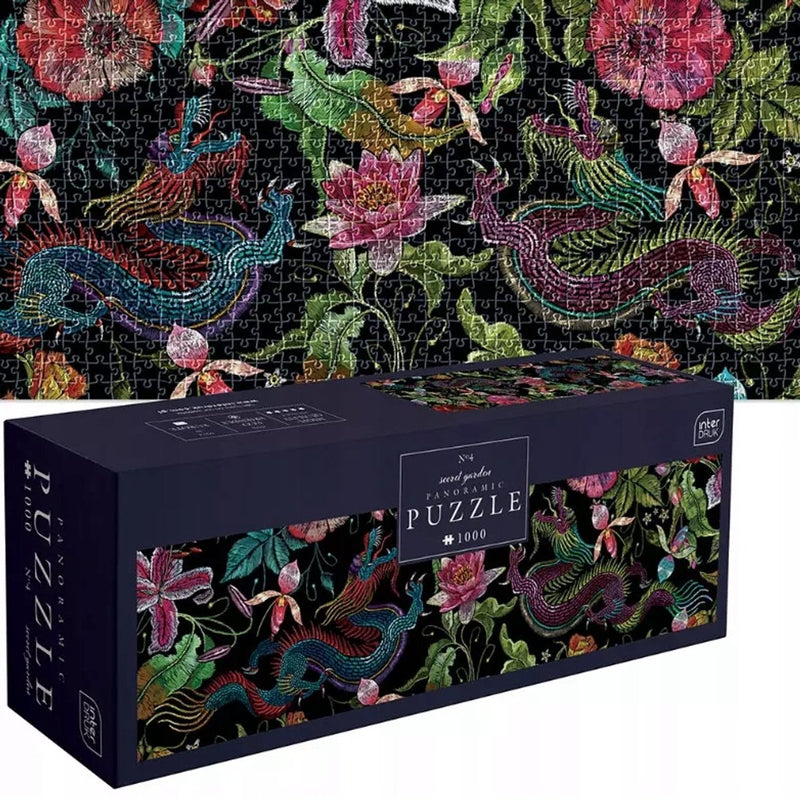 Geronimo Games Puzzle - 1000 Teile - Interdruk Panorama-Puzzle - Secret Garden Flowers -