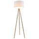 Briloner – Stehlampe Scandi – Stoff und Holz – Wohnzimmerlampe – weiße Stehlampe – E27-Fassung – H: 148 cm – ø45,5 cm