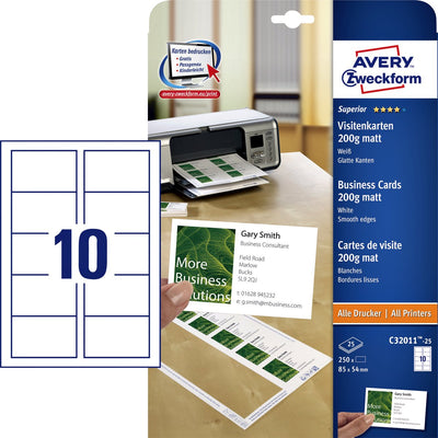 Avery Visitenkarten, schnell reinigend, 200 g m²