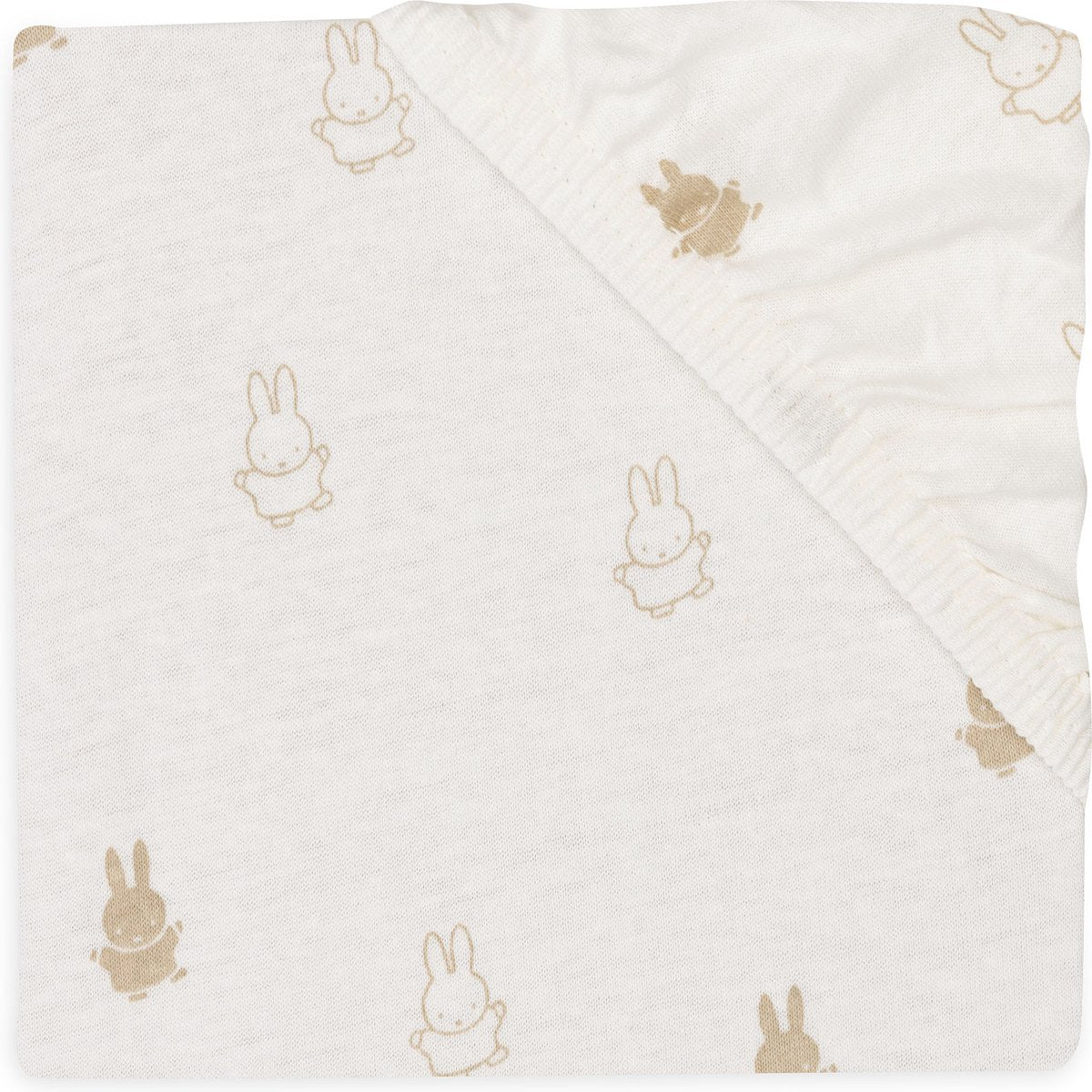 Jollein x Miffy – Spannbetttuch Jersey 60x120cm – Wiege, Bett, Babybett – Happy Miffy – Nougat