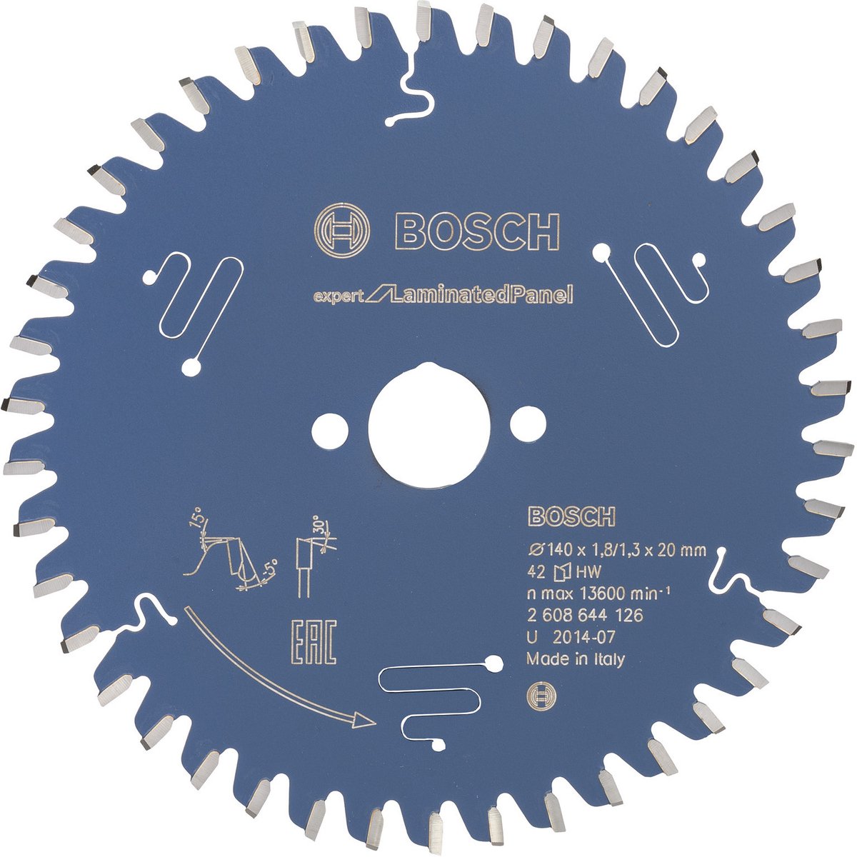 Bosch Zubehör Kreissägeblatt Expert für Schichtstoffplatte 140x20x1,8 1,3x42 - 2608644126
