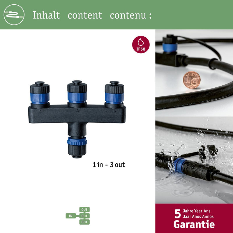 Paulmann Stecker Glanzverteiler 3 Ausgänge IP68 schwarz