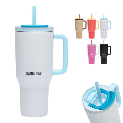 Kambukka Rio – Trinkbecher 950 ml – frostige Kokoswasserflasche mit Teleskopstrohhalm – auslaufsicher – BPA-frei