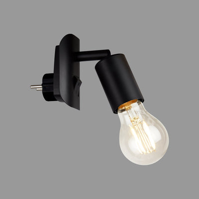 Briloner Batita - Steckerlampe - Wandlampe mit Schalter - Fassungslampen 1 Licht - E27 max. 25 W – Metall – Schwarz