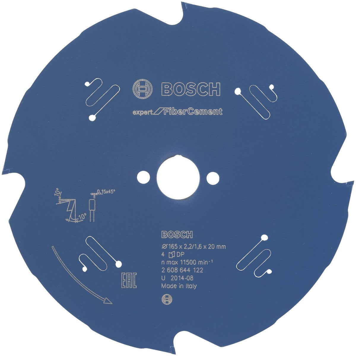 Bosch 2608644122 Kreissägeblatt Expert Faserzement Faserbeton 165x20 - 4 Zähne