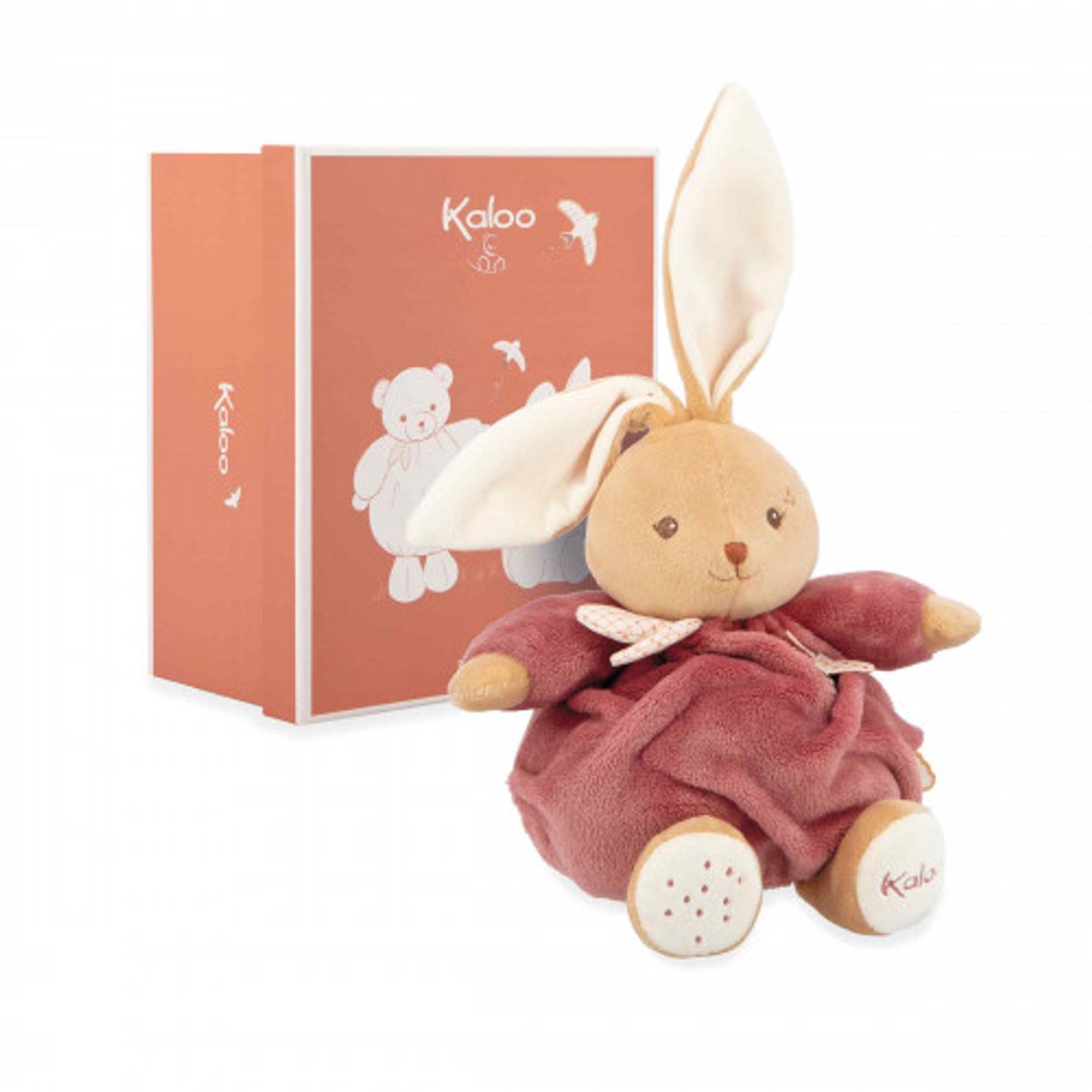 Kaloo Patapouf - Kuscheltier - Kaninchen - burgunderrote Farbe - 17 cm.