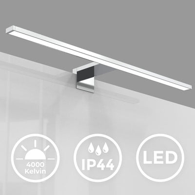 B.k.licht – LED-Spiegelleuchte – Wandleuchte mit Chromfarbe – Badezimmerbeleuchtung – L: 60 cm – IP44 – 4.000 K – 8 W
