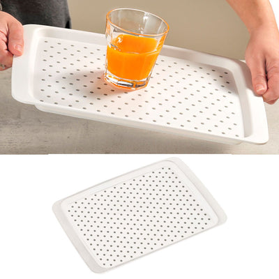 Kesper rechteckiges Tablett – Anti-Rutsch-Tablett – tiefes Tablett mit Anti-Rutsch – 35 x 26 x 2 cm – Farbe: Weiß