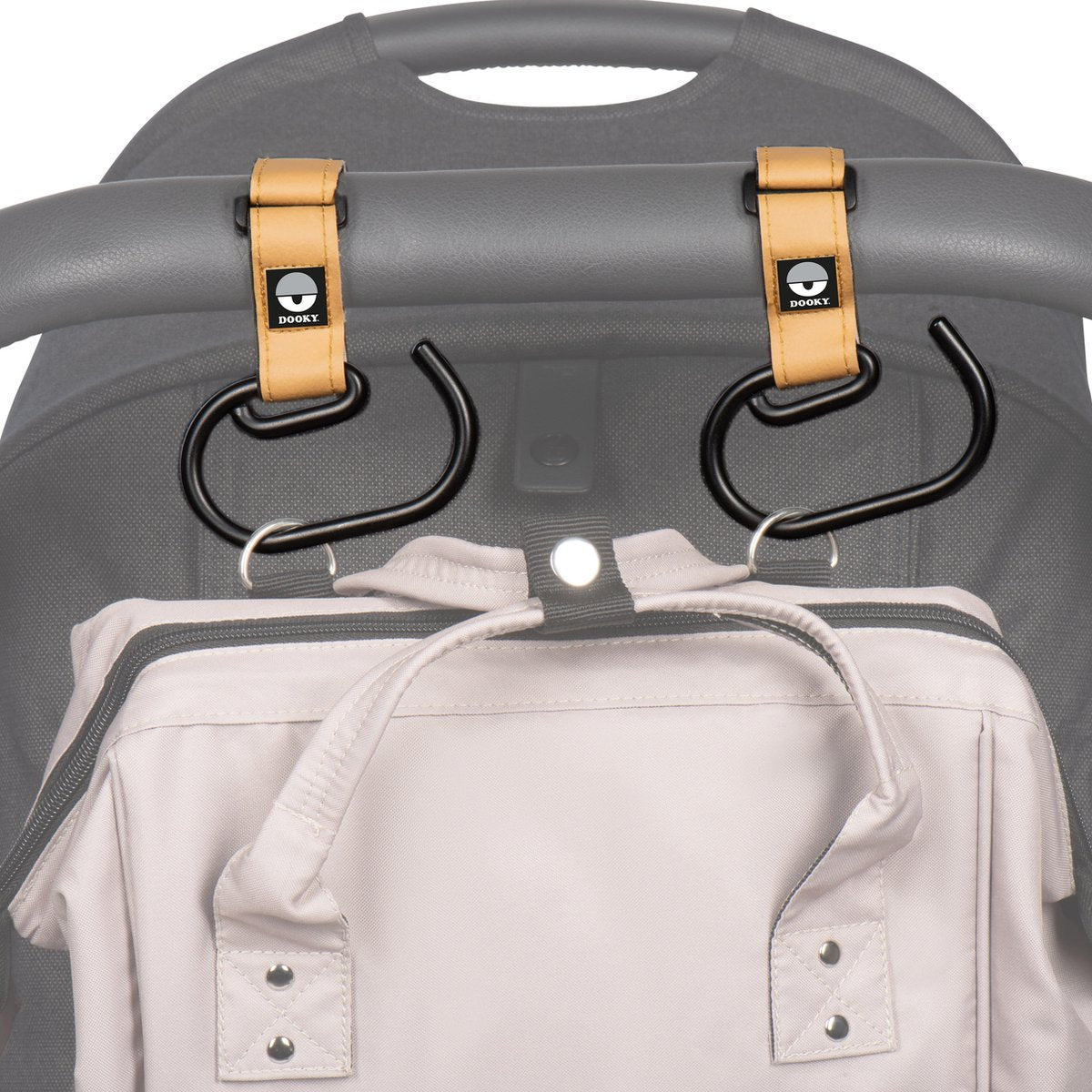 Dooky Buggy Kinderwagenhaken groß 2 Stück - braun