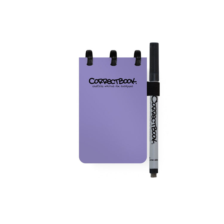 Correctbook A7 löschbares Notizbuch – Petunia Purple – Mix (Leerzeilen) – wiederverwendbares Notizbuch – inklusive Stiftwischtuch – Taschenformat